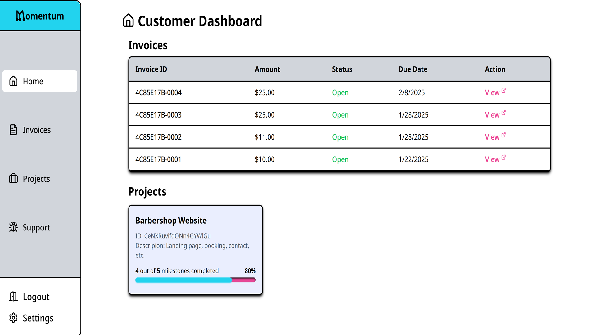 Customer Dashboard